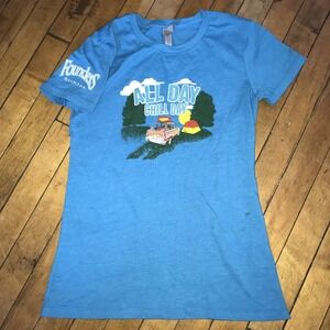 Founders Brewing All Day Chill Day Womens Medium Blue Tee Shirt